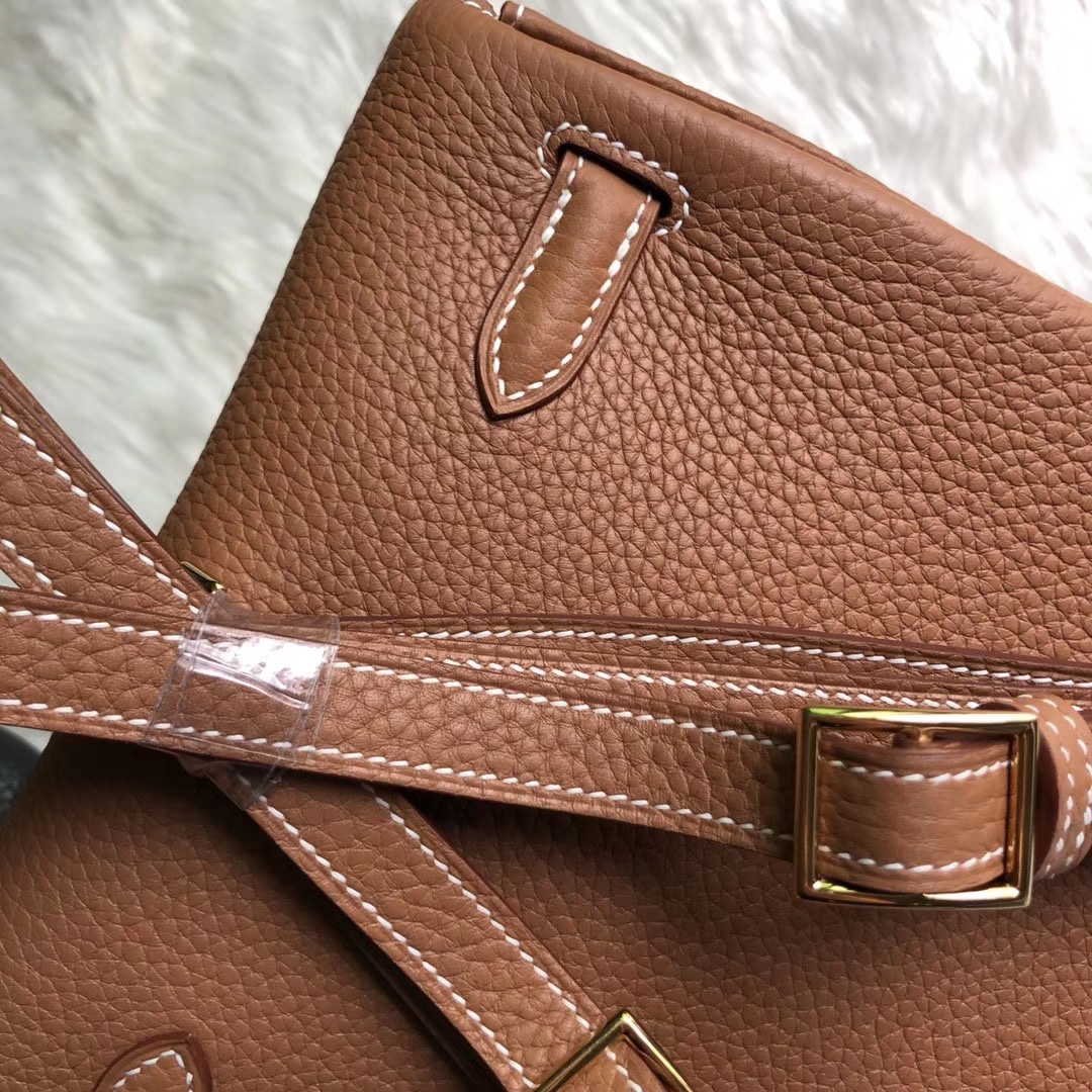 에르메스 켈리 아도 백팩 골드 브라운 금장